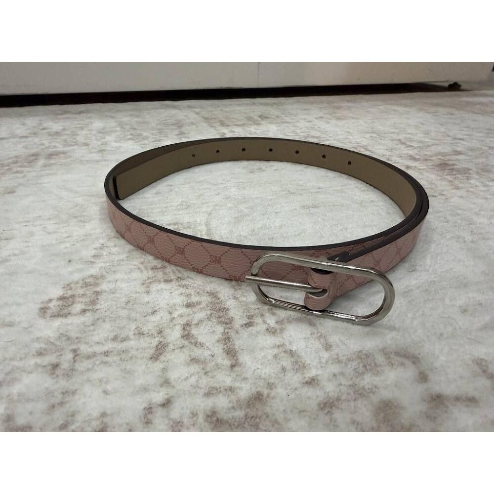 Steve Madden Pink SM Monogram Skinny Belt Silver Buckle